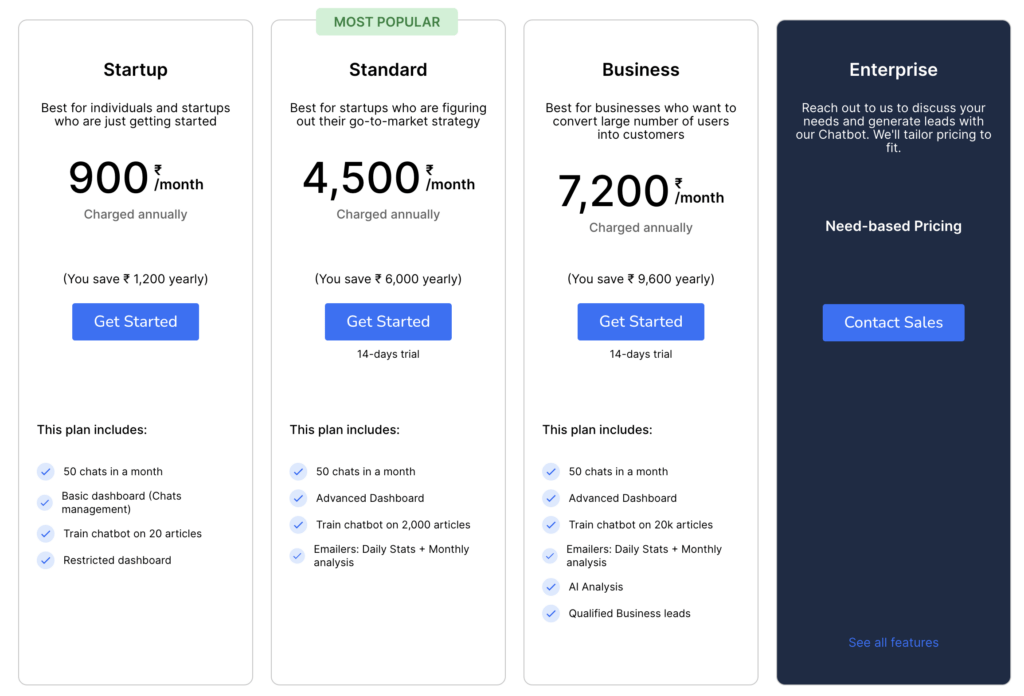 Beyondchats Pricing Plan Free AI chatbot for websites